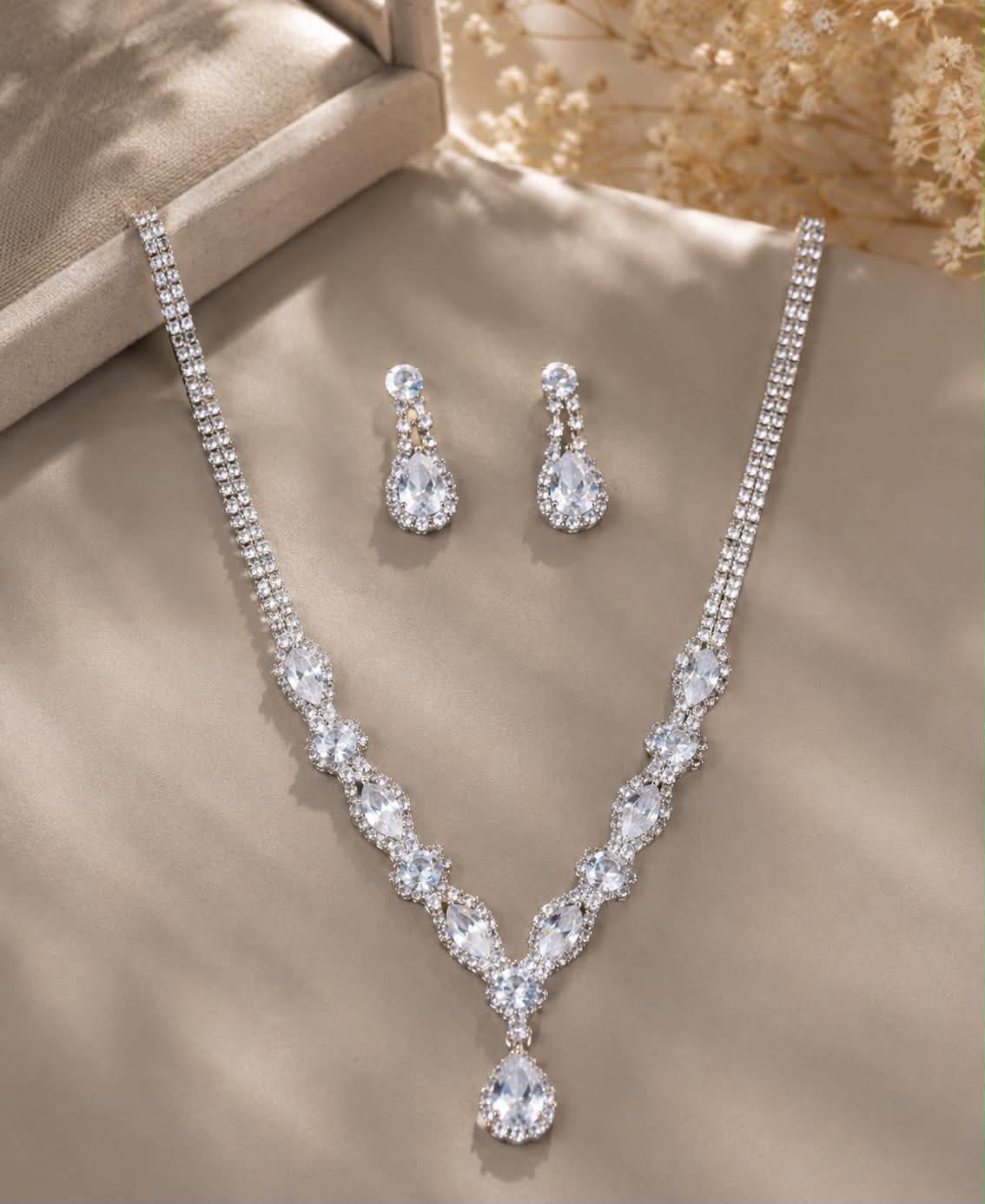 Diamond Moonlight Earrings & Necklace Set