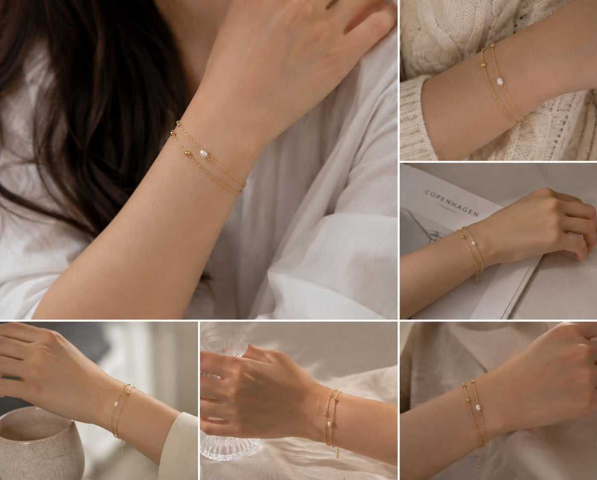 Golden Pearl Duo Bracelet