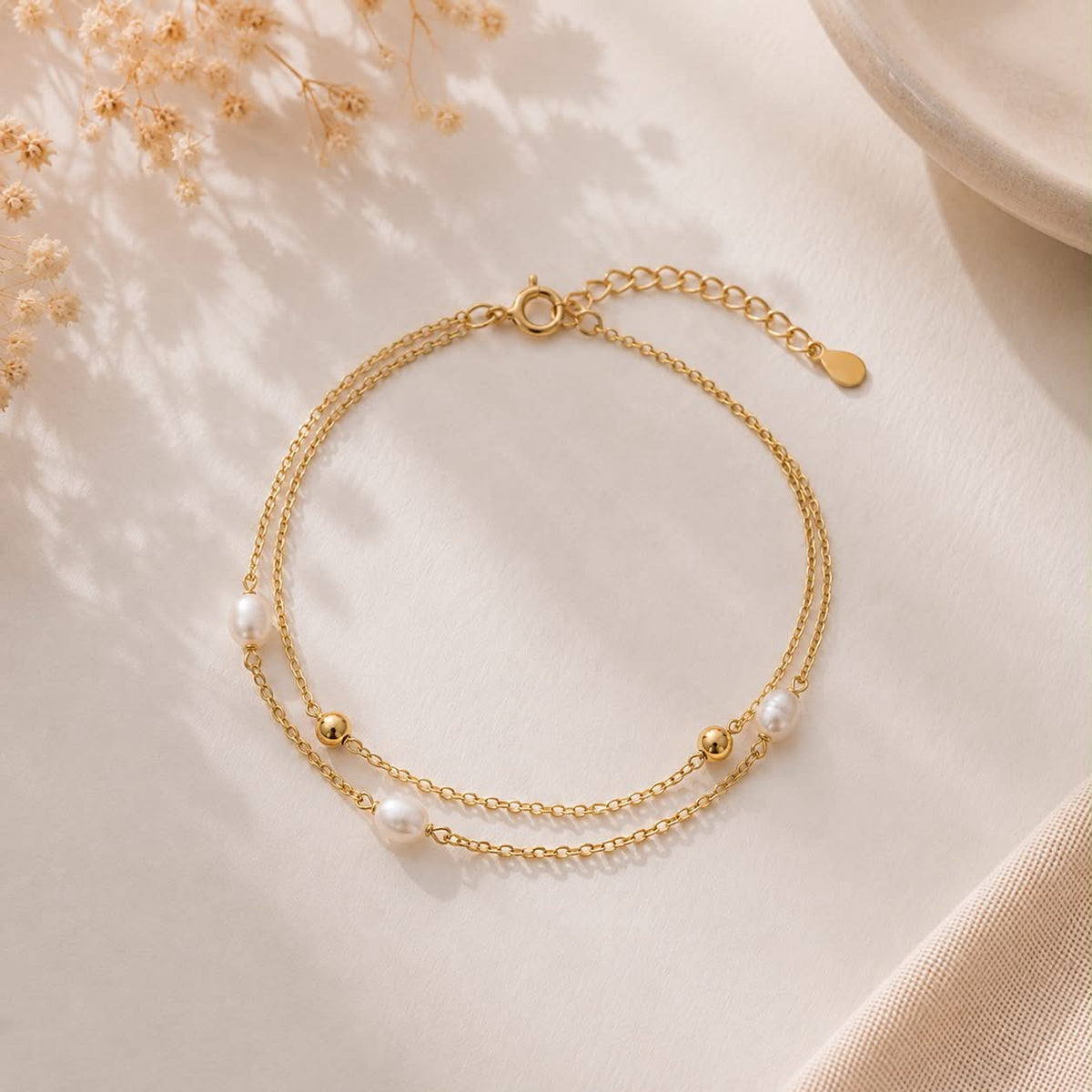 Golden Pearl Duo Bracelet