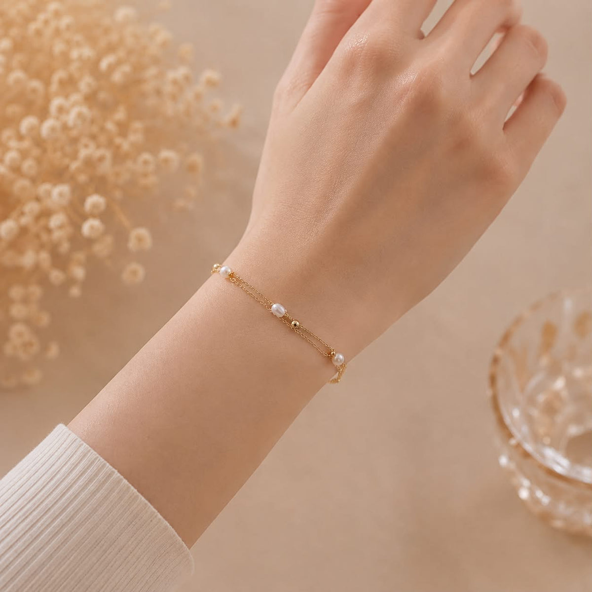 Golden Pearl Duo Bracelet