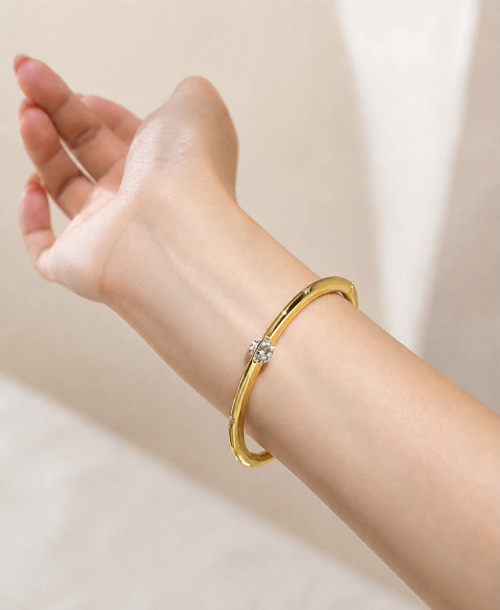 Orbit Bangle-18K Gold & Moissanite