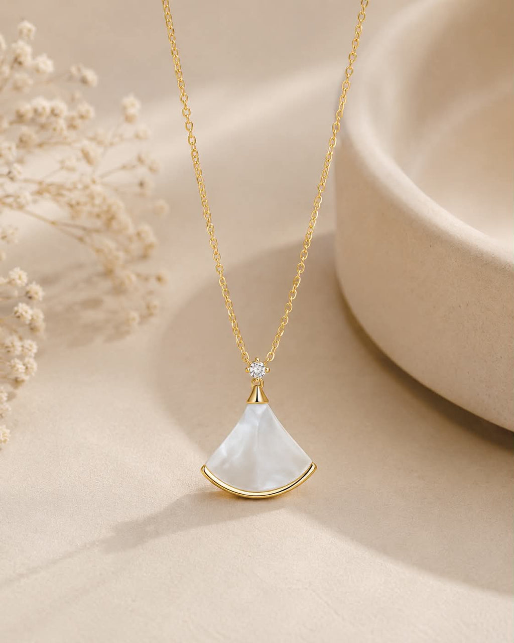 Pearl Fan Earrings & Necklace Set